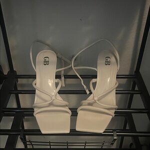 Gianni Bini White Strappy Square-Toe Heeled Sandals